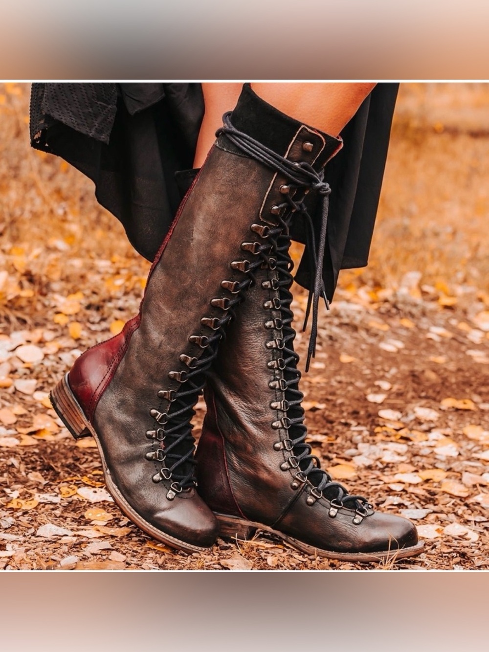 Freebird Raphael Distressed Black Leather Tall Combat Boots 7 New